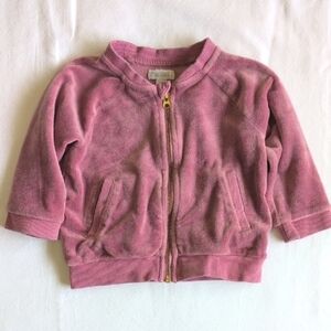 gymboree dusty rose pink velour bomber zip-up jacket 6-12 months baby girl